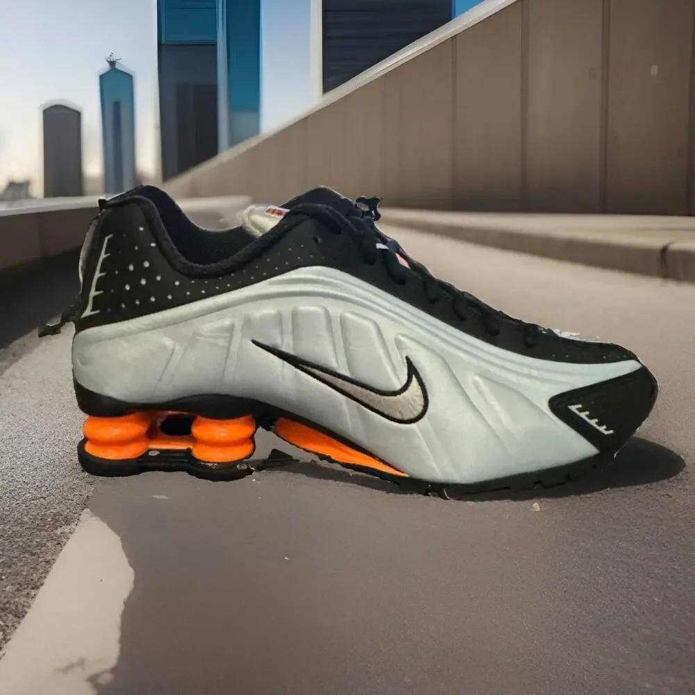 New Women's Size 7 Nike Shox R4 Blue Tint Orange AR3565-401
